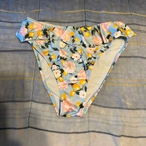 VICTORIA'S SECRET SWIM Ruffle Brazilian Bikini Bottom Lemons XL